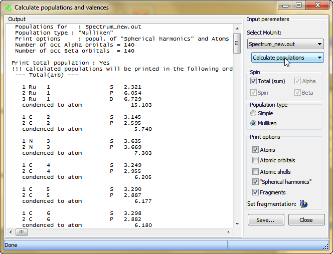 Performing population analysis