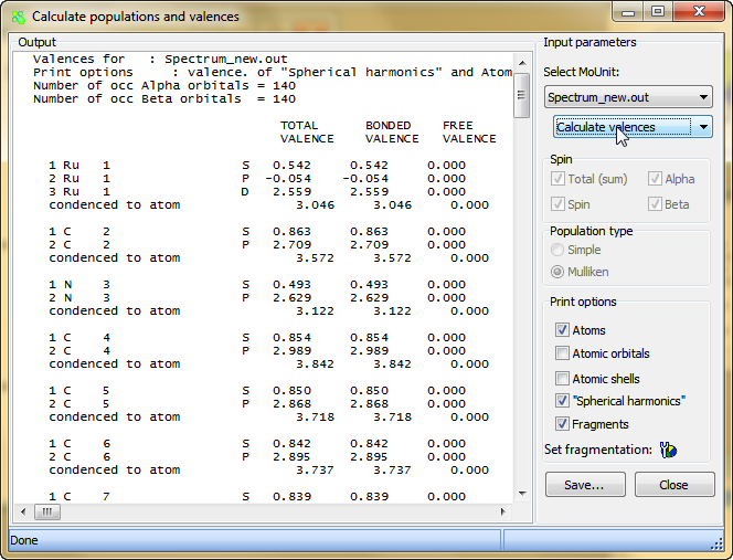 Calculating quantum-chemical valence indexes